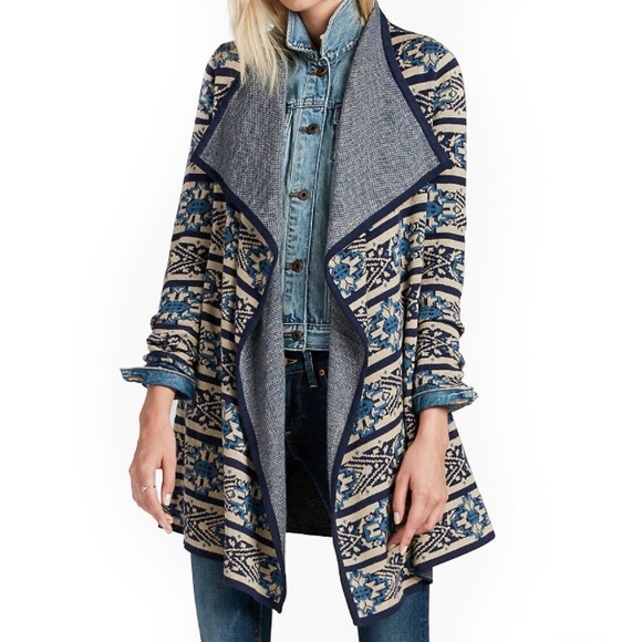 Lucky Brand Sweaters - Lucky Brand | Scarf Pattern Open Cardigan, Medium